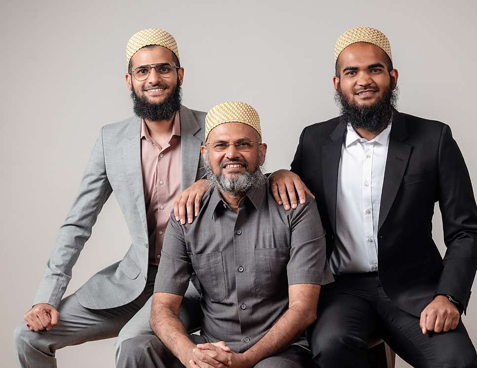 The Gohar Family. From left: Abbas, Najmudin, and Imran