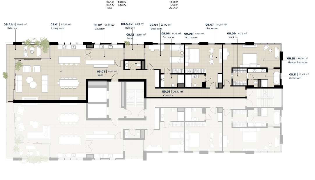 Floor plan, type 3B