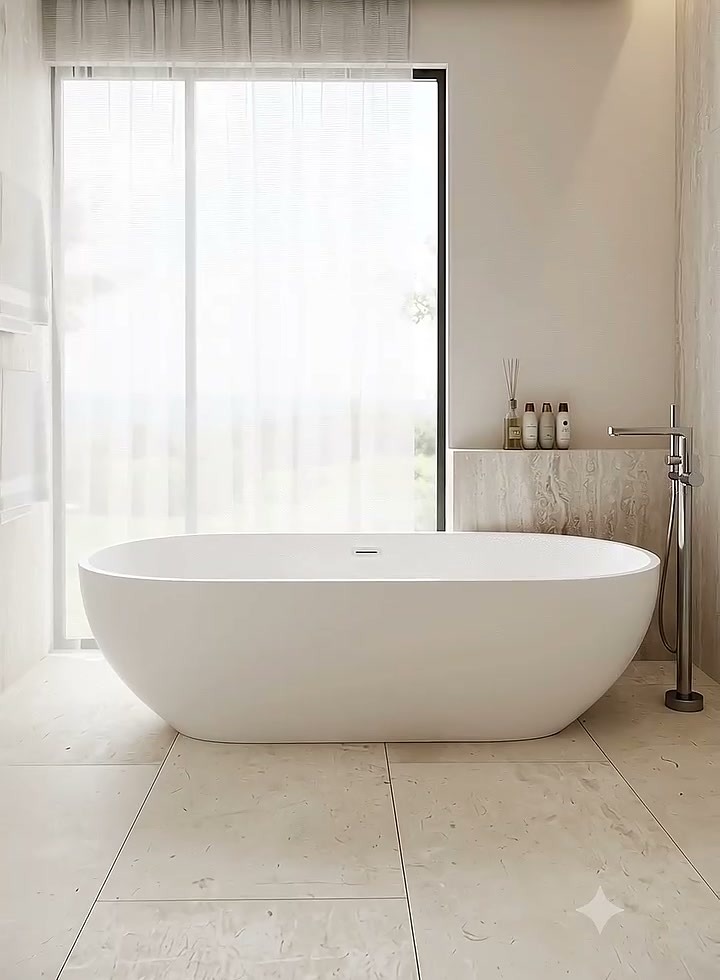 A bathroom at Safira, morning light